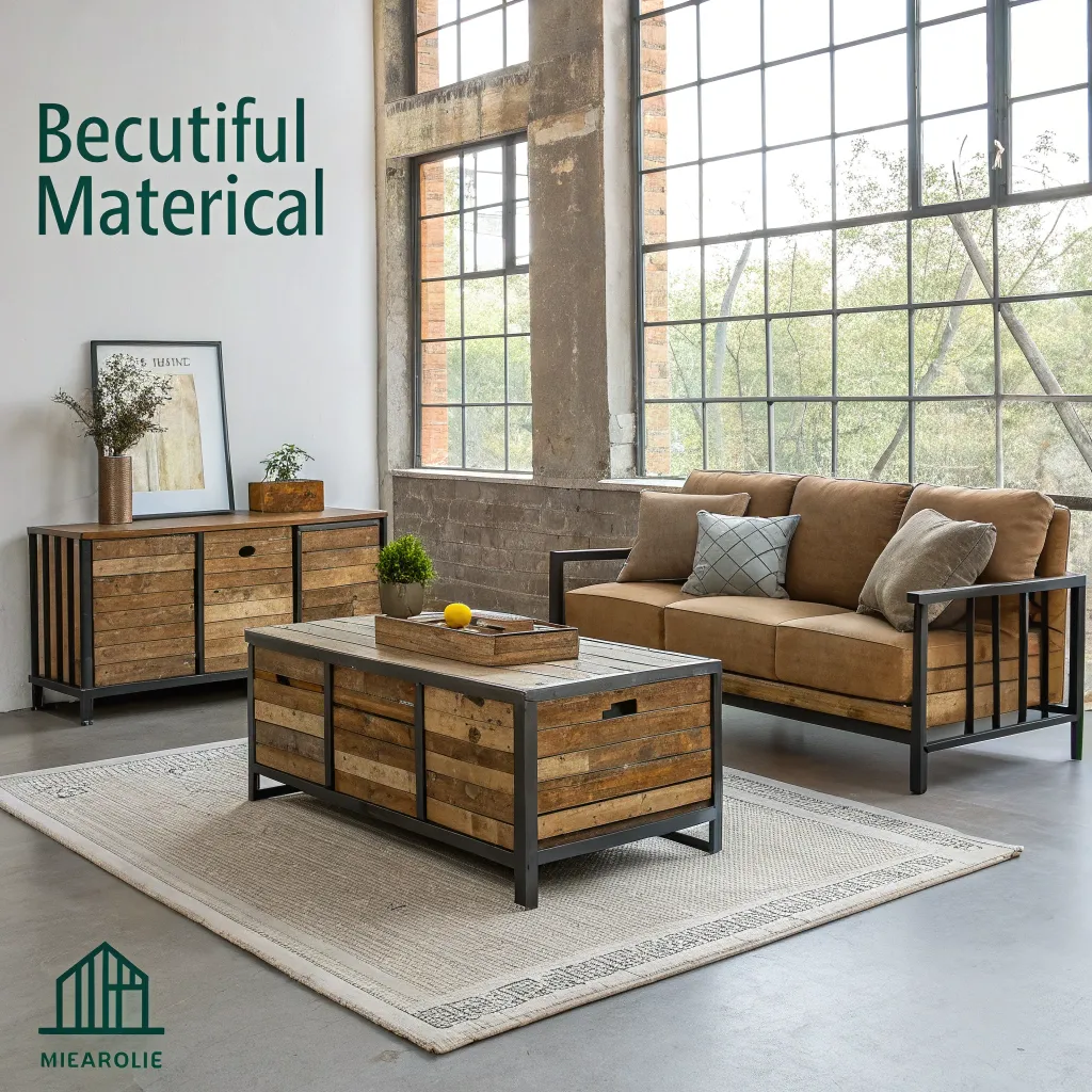 Beautiful recycled material furniture in a modern room setting